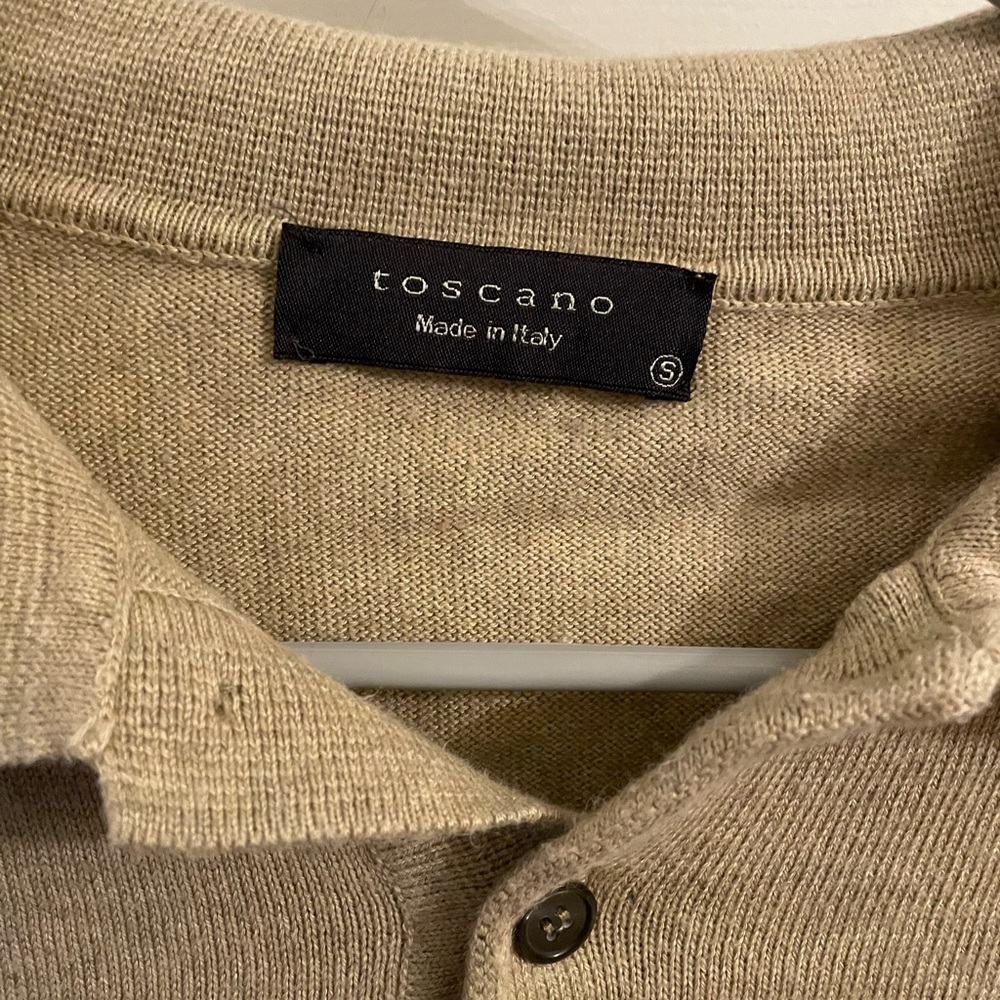 Tan Toscano Short sleeve polo sweater size small